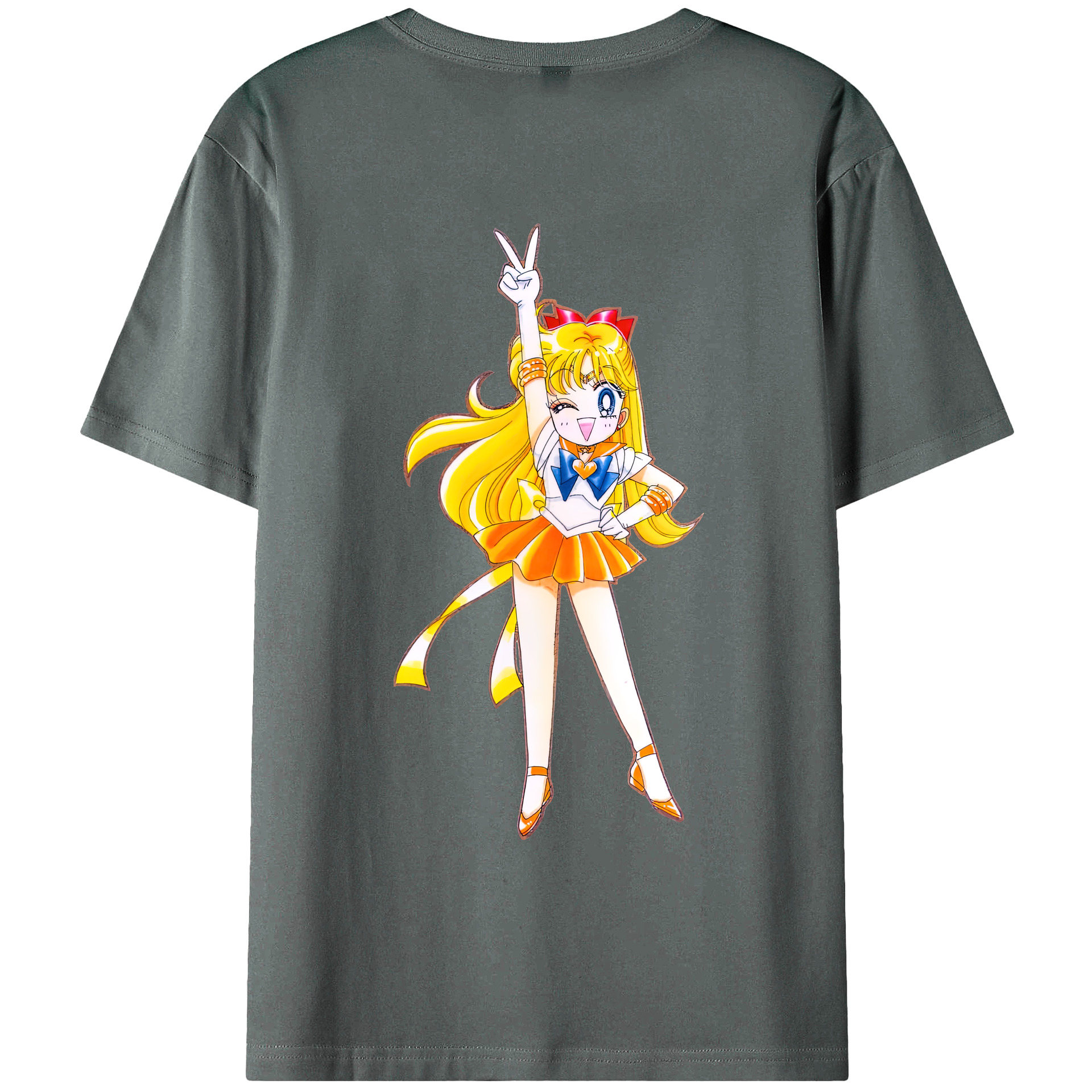 （画像用） 美少女戦士セーラームーン 愛野 美奈子 あいの みなこ Sailor Moon Aino Minako 綿100％ メンズ半袖Tシャツ（バックプリント） 通気性